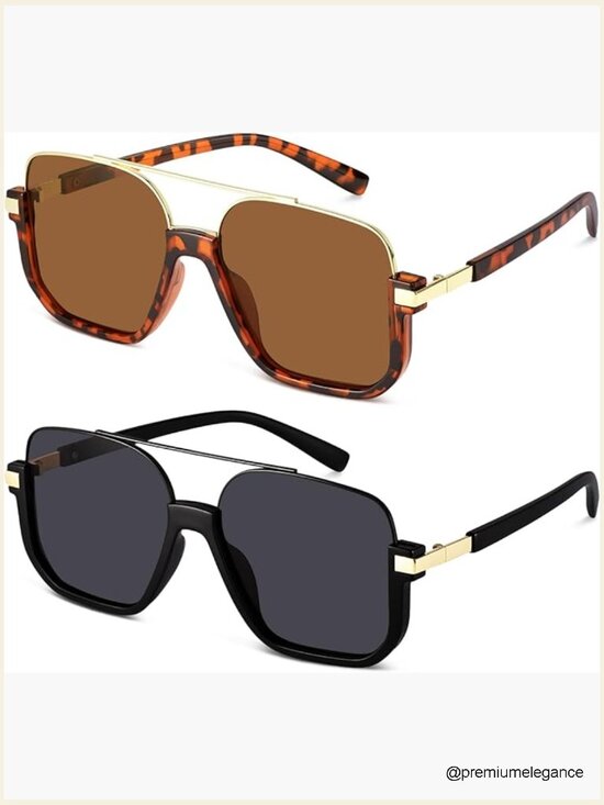 Retro Aviator Sunglasses for Women Men Polarized Trendy Square Sun Glasses 70s main image 7